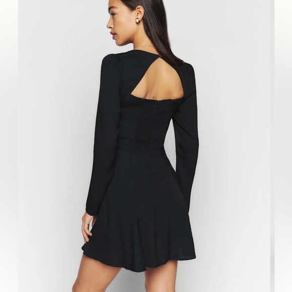 Reformation Indira Black Mini Dress - Picture 3 of 9